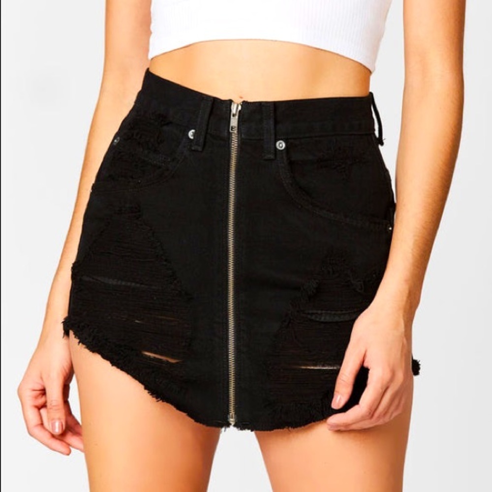 LF Black Denim Skirt